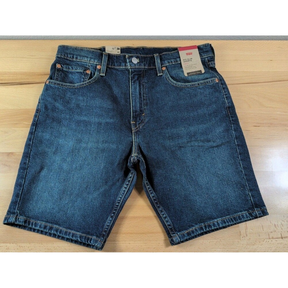 Levi's Men's 412 Stretch Slim Above The Knee Denim Shorts Size 33 NWT
